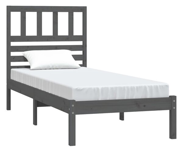 Sängram grå massivt furu 90x200 cm enkelsäng - Grå