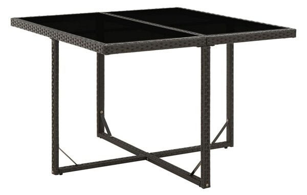 Trädgårdsbord svart 109x107x74 cm konstrotting och glas - Svart