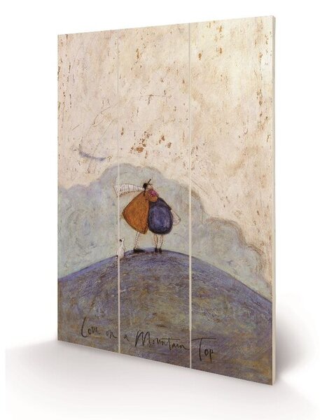 Tavla i trä Sam Toft - Love on a Mountain Top, (20 x 29.5 cm)
