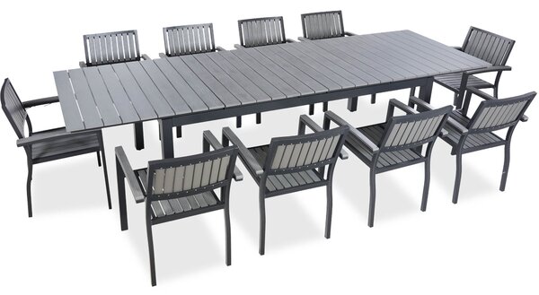 Utemöbler | Förlängningsbart bord 200-300cm | 10 stolar