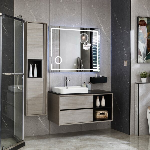 Badrumspaket | Tvättställsskåp, högskåp och LED-spegel