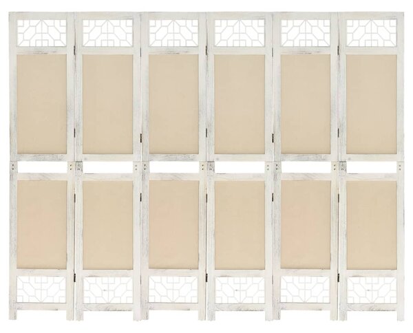 Rumsavdelare 6 paneler gräddvit 210x165 cm tyg