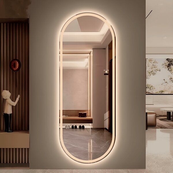 Oval spegel med LED-belysning-Palmira