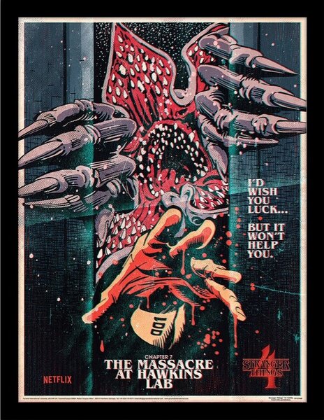 Inramad poster Stranger Things 4 - The Massacre At Hawkins Lab