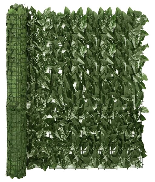 Balkongskärm mörkgröna blad 600x100 cm
