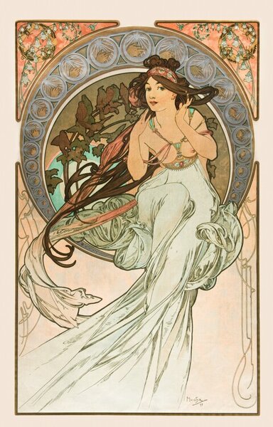 Bildreproduktion La musique Lithographs series, Alfons Mucha