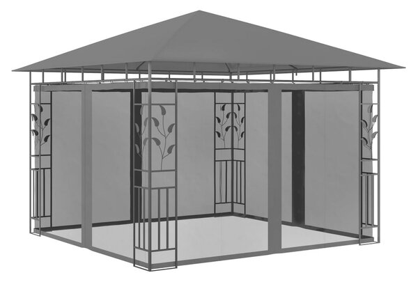 Paviljong med myggnät 3x3x2,73 m antracit 180 g/m² - Grå