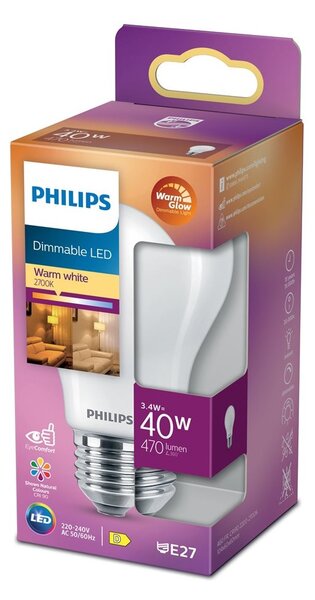 LED-lampa 3,4W(40W) normal frostad E27 dim to warm