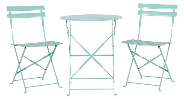 ALATRI Balkongbord 60 cm Mintgrön + 2 Utestolar -