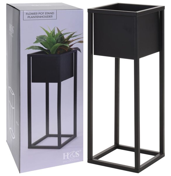 H&S Collection Blomkruka på stativ metall svart 60 cm