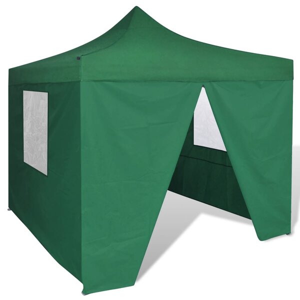 Hopfällbart tält 3 x 3 m 4 väggar grön