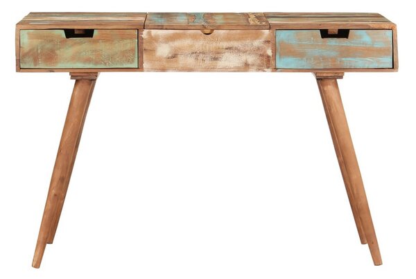 Sminkbord med spegel 112x45x76 cm massivt återvunnet trä - Brun