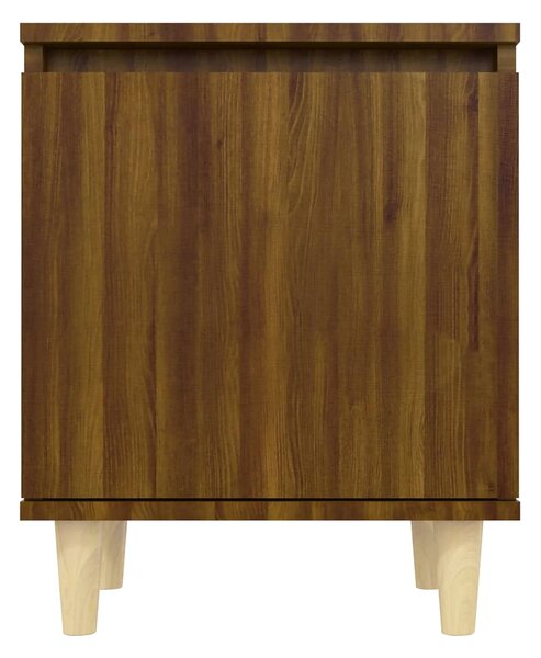 Sängbord med massiva träben brun ek 40x30x50 cm - Brun