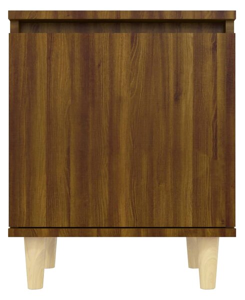 Sängbord med ben i massivt trä 2 st brun ek 40x30x50 cm - Brun