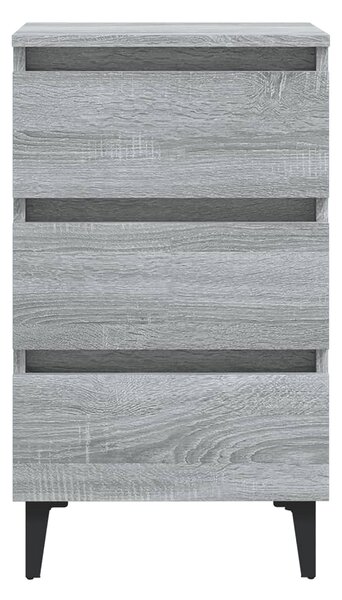 Sängbord med metallben 2 st grå sonoma 40x35x69 cm - Grå