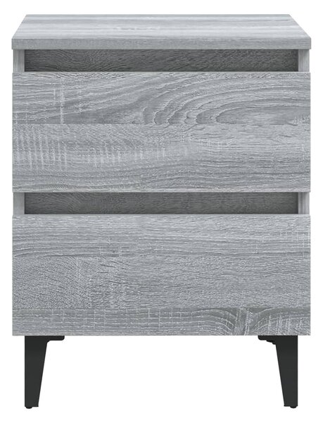 Sängbord med metallben grå sonoma 40x35x50 cm - Grå