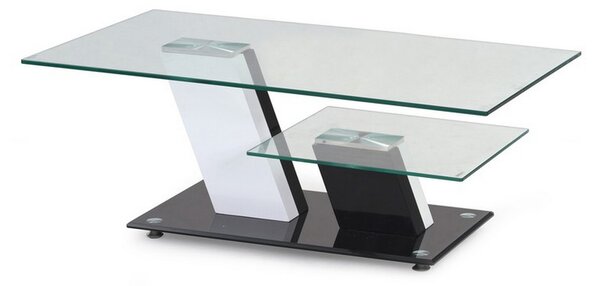 WALDORF Soffbord 110 cm med Förvaring Hylla Glas/Svart/Vit -