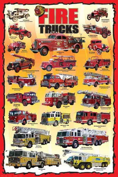 Poster, Affisch Fire Trucks