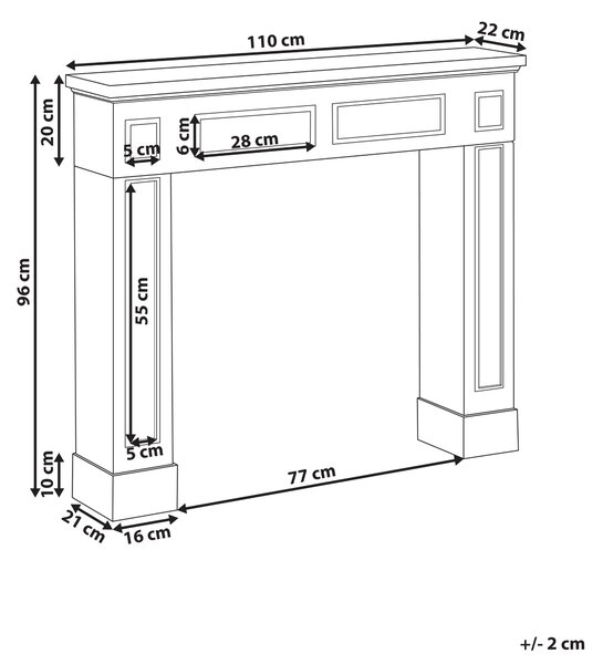 Spiselkrans Svart Öppen Spis Spismantel MDF 110 x 22 x 96 cm Eldstad Kamin Utsmyckad Retro Stil Traditionell Vardagsrum Beliani