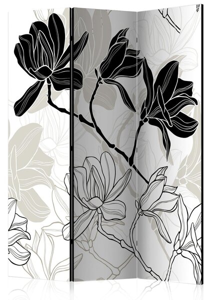 Rumsavdelare - Flowers B&W [Room Dividers] - 135x172