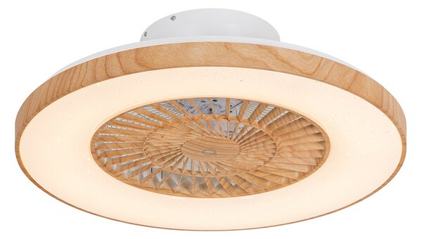 Plafondventilator hout incl. LED met afstandsbediening - Climo