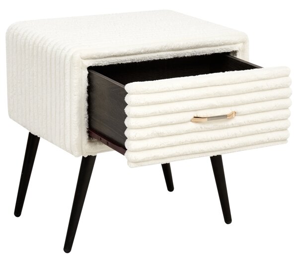 Nattduksbord Off-White Manchester 1 Låda Minimalistisk Design Retro Vintage Sovrumsmöbler Beliani