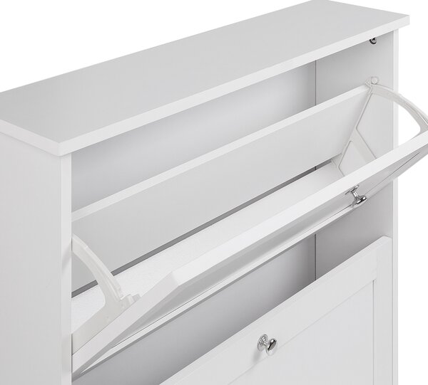 Skoskåp Vit Spånskiva Ben 2 Dörrar Modern Design Förvaringsmöbel Hall Beliani
