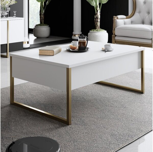 Soffbord LUXE 40x90 cm vit/guld