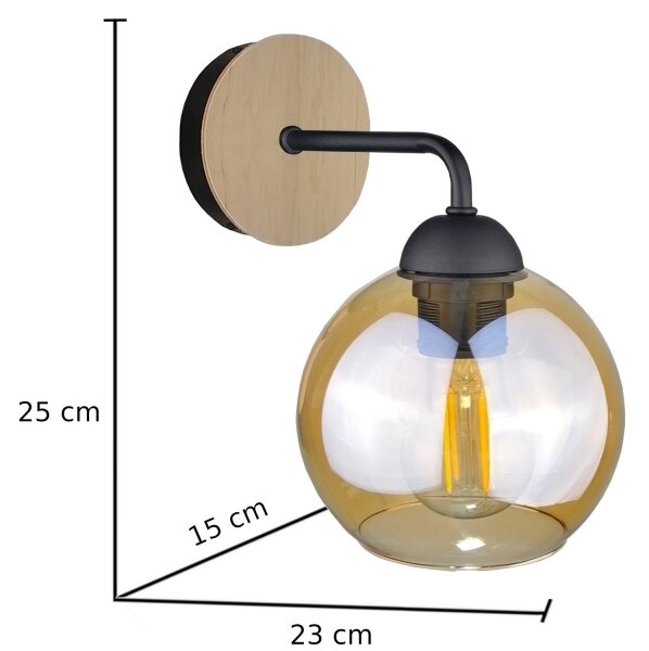 Vägglampa MELLE WOOD 1xE27/60W/230V