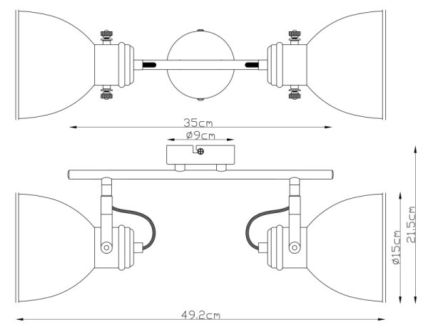 Globo 54018-2 - Spotlight WIHO 2xE27/40W/230V