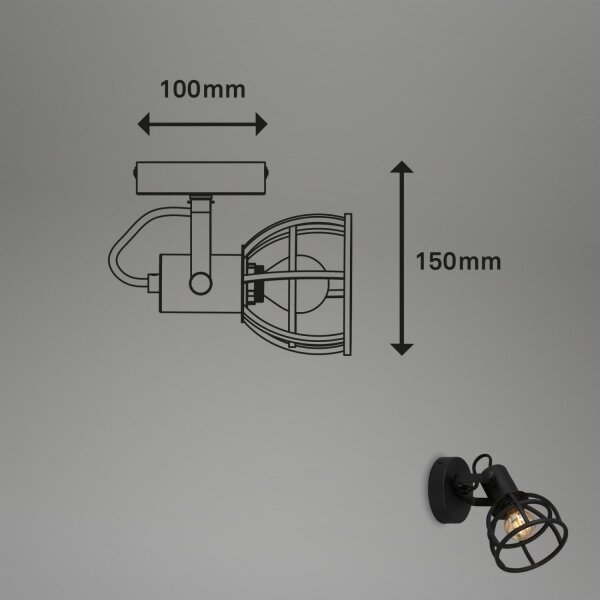 Briloner 2669-015 - Väggspotlight RETRO 1xE14/25W/230V svart