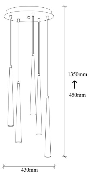 LED Ljuskrona med upphängningsrem UGUR 5xLED/3W/230V