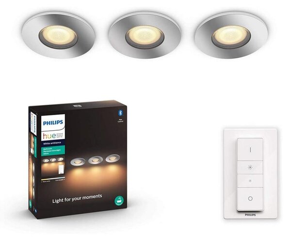 Philips - SET 3x LED Dimbar Badrumsbelysning 1xGU10/5W/230V IP44 + Fjärrkontroll