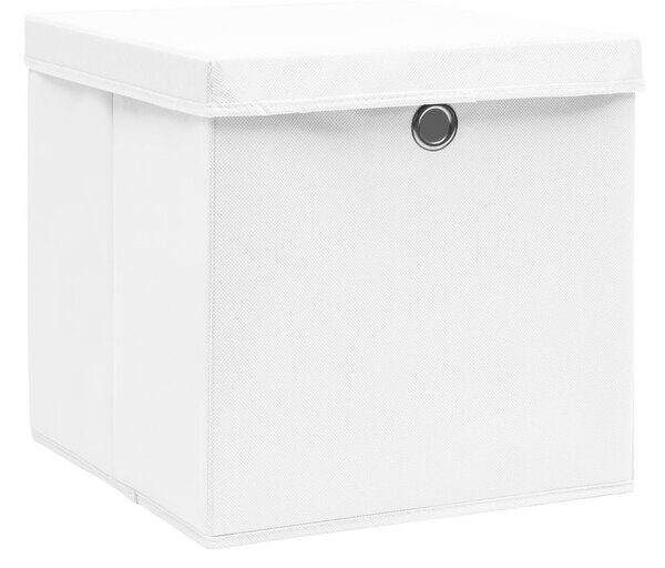 Förvaringslådor med lock 4 st vit 32x32x32 cm tyg - Vit