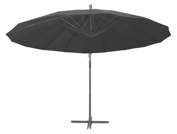 Hängande parasoll svart 3 m aluminiumstång - Svart