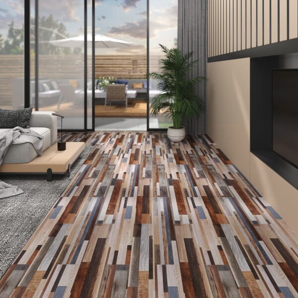 PVC-golvplankor 5,02 m² självhäftande 2 mm flerfärgade