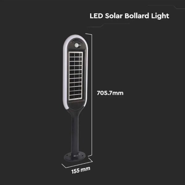 LED solcellscellslampa med sensor BOLLARD LED/5W/5,5V 70,5 cm 3000K IP65