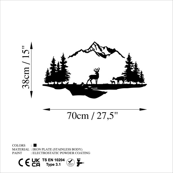 Väggdekoration 2 delar 70x38 cm hjort metall/svart