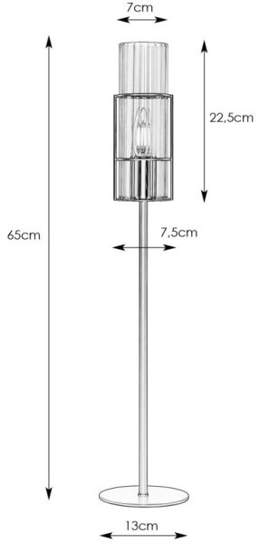 Markslöjd 108558 - Bordslampa TUBO 1xE14/40W/230V 65 cm skinande krom/clear