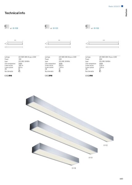 Redo 01-1132 - Badrumsspegel med LED-belysning HORIZON LED/30W/230V IP44