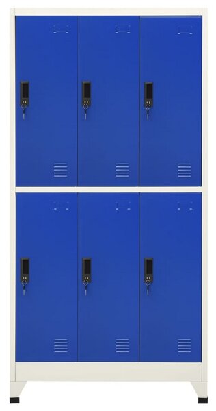 Förvaringsskåp grå och blå 90x45x180 cm stål - Grå