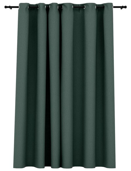 Mörkläggningsgardin med öljetter linnelook grön 290x245cm -