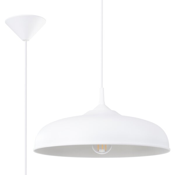 Sollux SL.1329 - Ljuskrona med textilsladd GINA 1xE27/15W/230V diameter 38 cm vit