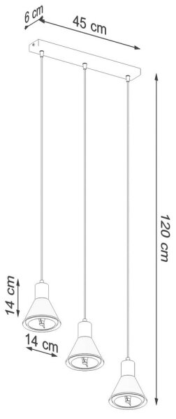 Sollux SL.0988 - Takkkrona på ett snöre TAZILA 3xES111/60W/230V vit