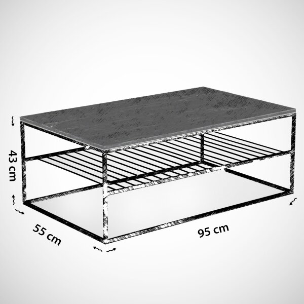 Soffbord ETNA 43x95 cm vit/svart