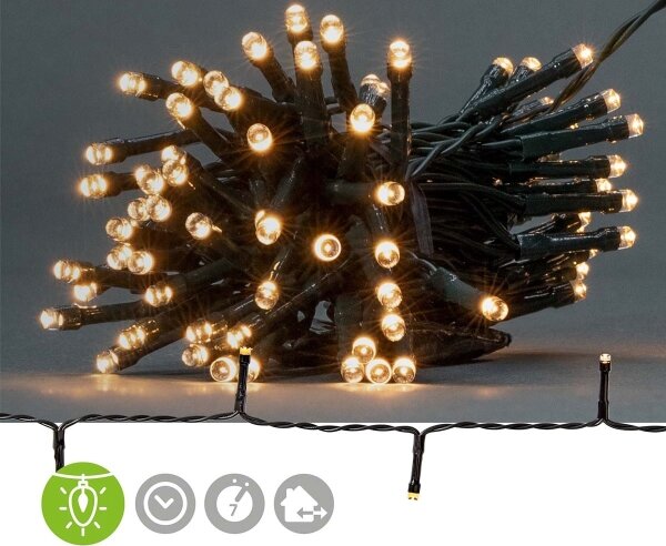 Nedis CLBO96 - LED julkedja 96xLED/7 funktioner/3xAA 7,7m IP44 varm vit