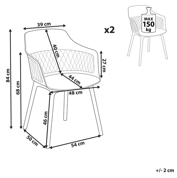 Set om 2 matstolar Vit syntetisk sits Vita ben Minimalistisk design Ryggstöd Modern Skandinavisk Beliani