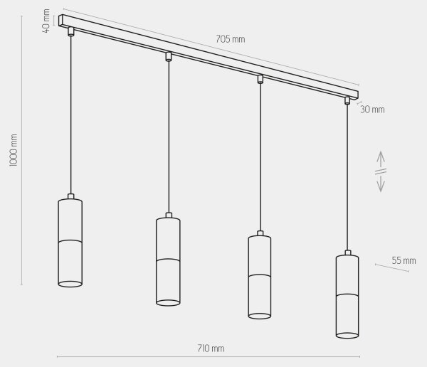 Ljuskrona med upphängningsrem ELIT 4xGU10/10W/230V svart