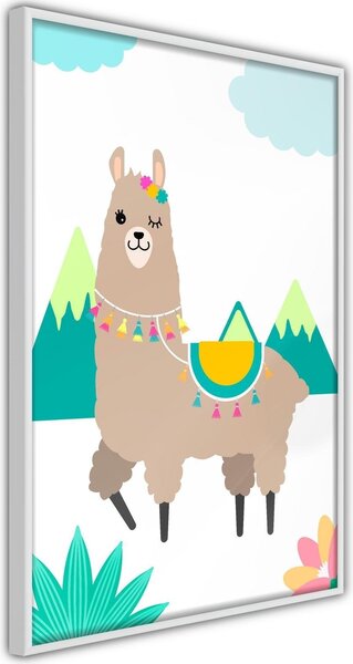 Inramad Poster / Tavla - Playful Llama - 20x30 Svart ram med passepartout