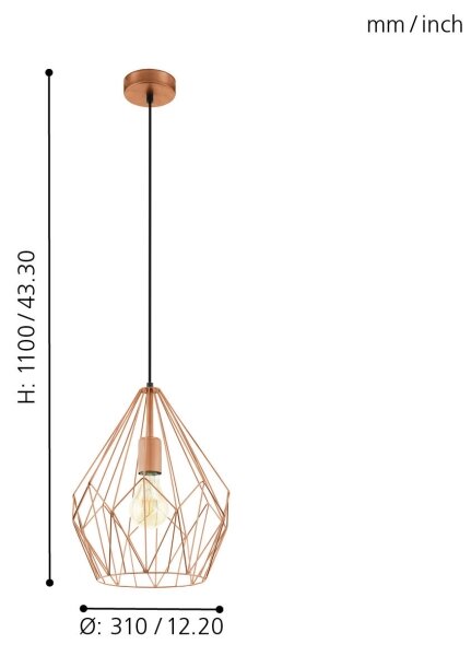 Eglo 49258 - Ljuskrona CARLTON 1xE27/60W/230V